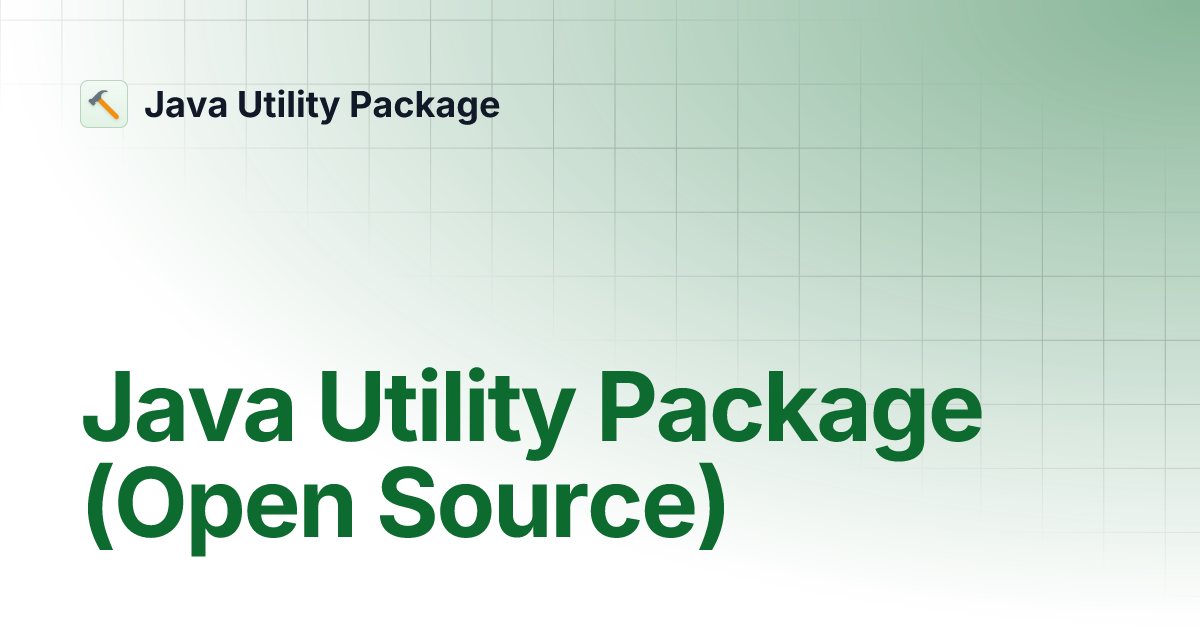 Java Utility Package (Open Source) | Java Utility Package